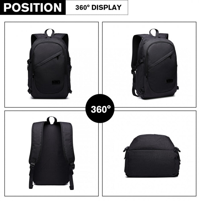 Business Laptop Backpack with USB Charging Port – Black