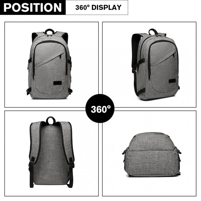 Business Laptop Backpack with USB Charging Port – Grey