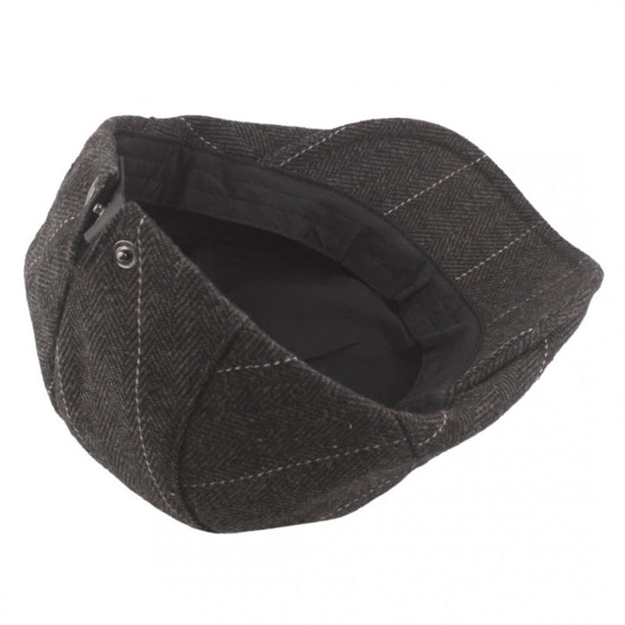 Cap-1 – Men's Newsboy Baker Boy Herringbone Flat Cap Hat – Brown