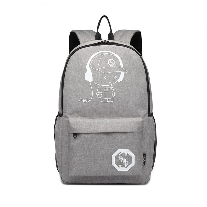 Glow-in-the-Dark Trolley Backpack – Grey