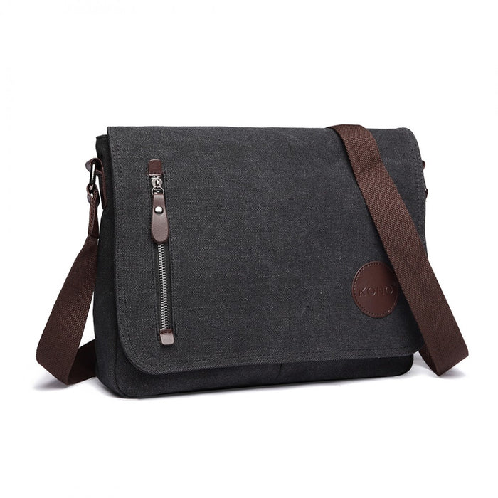 RFID-Blocking Retro Style Canvas Crossbody Messenger Bag – Black