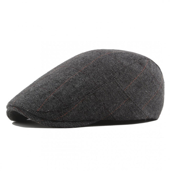 Cap-1 – Men's Newsboy Baker Boy Herringbone Flat Cap Hat – Grey