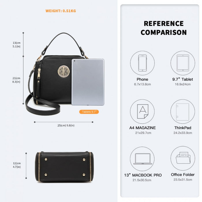 PU Leather Crossbody Bag – Black