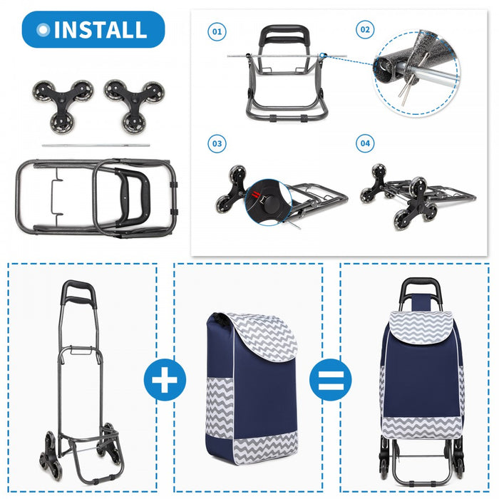 6 Wheel Push Shopping Trolley – EQ2043 – Navy