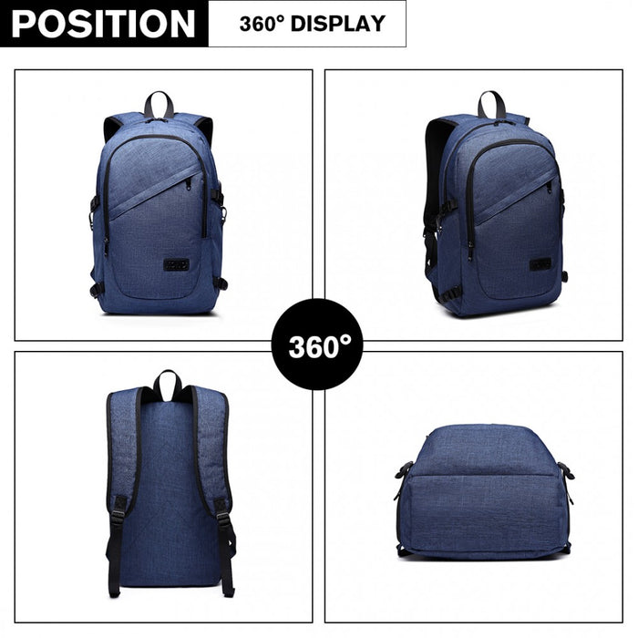 Business Laptop Backpack with USB Charging Port – Navy Blue