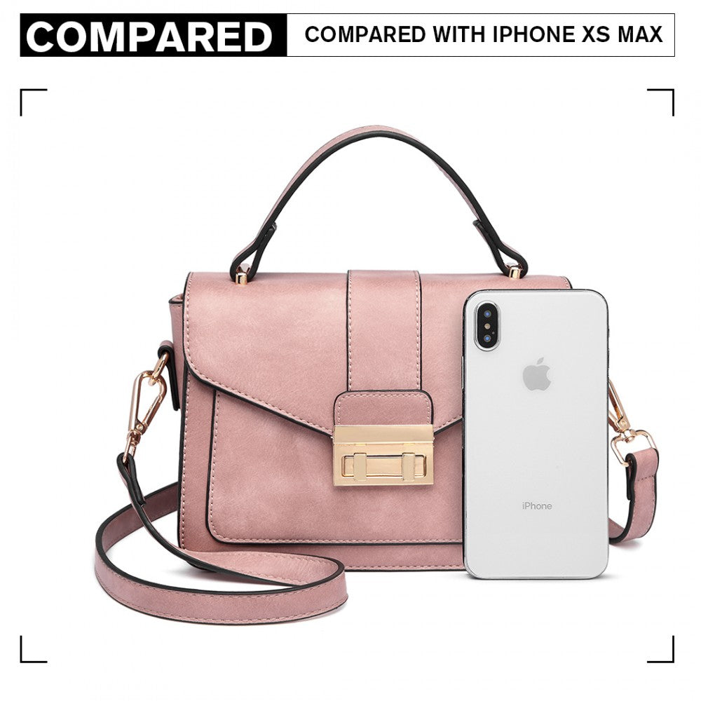 PU Leather Midi Handbag – Pink