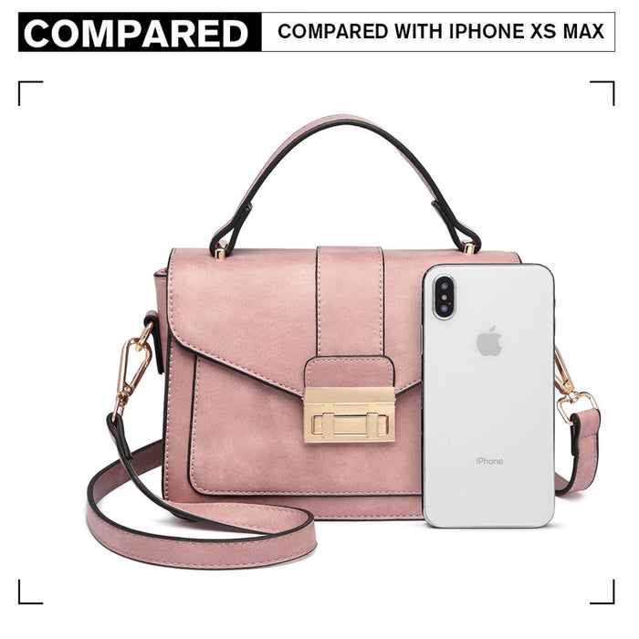 PU Leather Midi Handbag – Pink