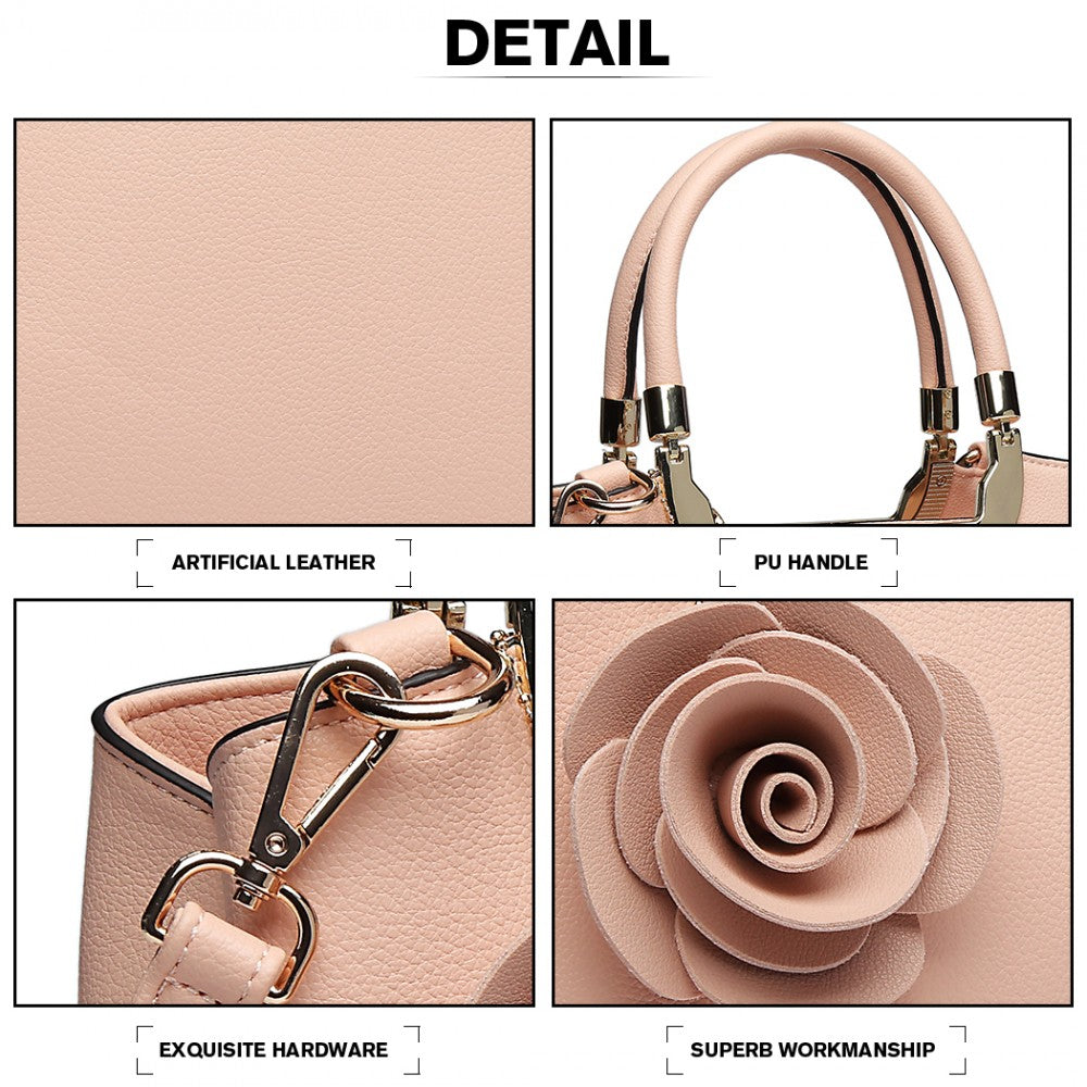 PU Leather Rose Hanging Ornament Handbag – Pink