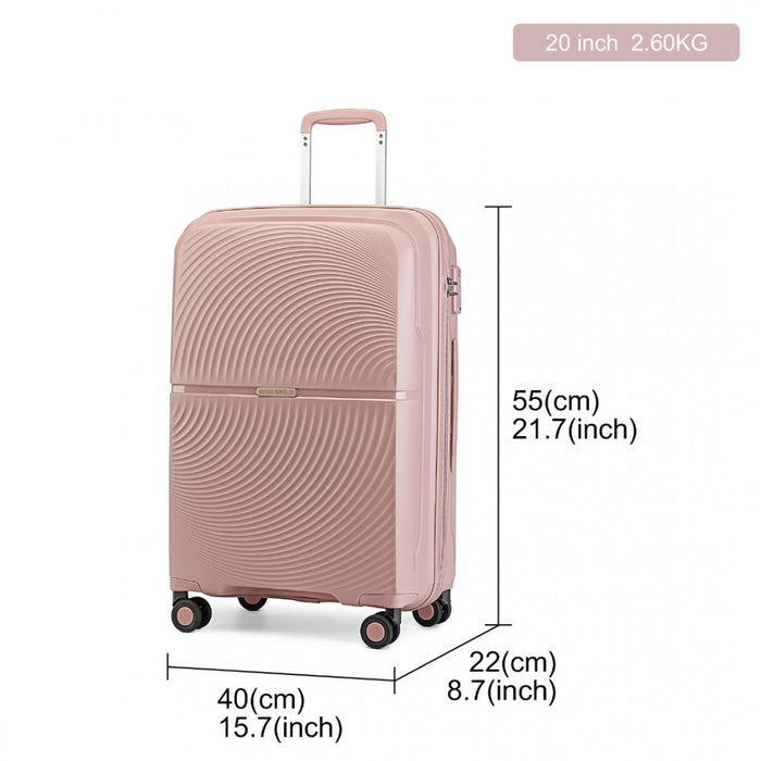 3-Piece Spinner PP Hard Shell Suitcase Set with TSA Lock – Nude