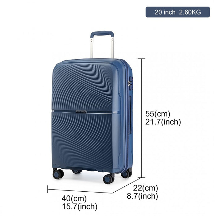 3-Piece Spinner PP Hard Shell Suitcase Set with TSA Lock – Navy