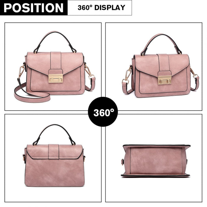 PU Leather Midi Handbag – Pink