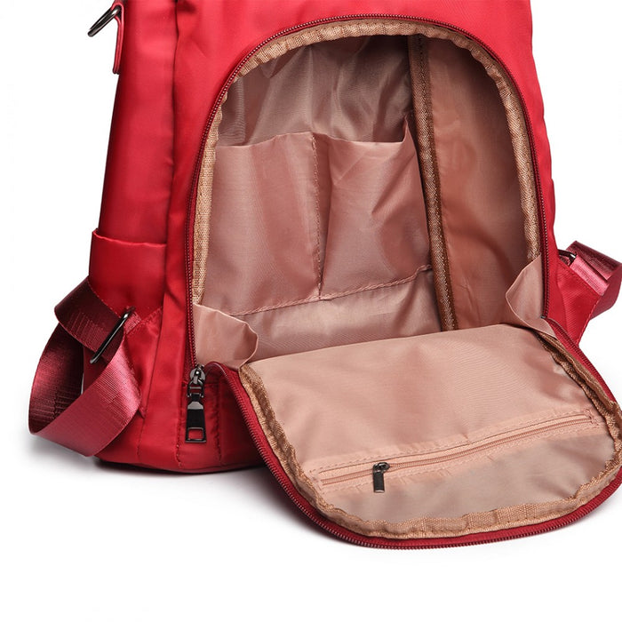 Two Way Backpack Shoulder Bag with Pom Pendant – Red