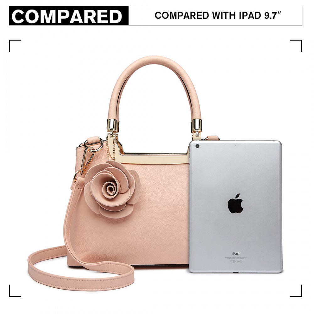 PU Leather Rose Hanging Ornament Handbag – Pink