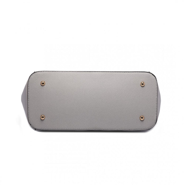 PU Leather Adjustable Handle Tote Bag – Light Grey
