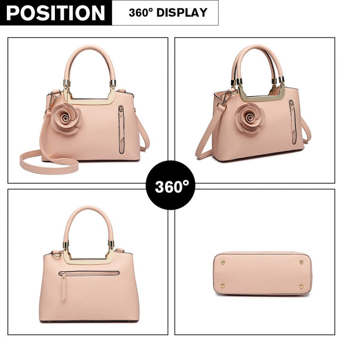 PU Leather Rose Hanging Ornament Handbag – Pink