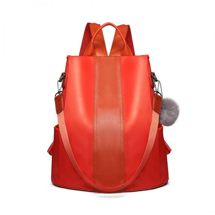 Two Way Backpack Shoulder Bag with Pom Pendant – Orange