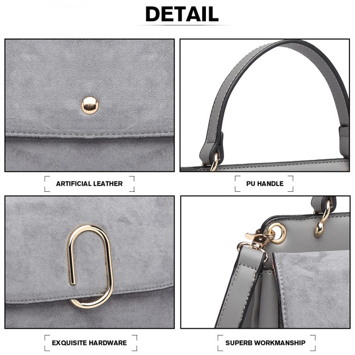 Women's PU Leather Handbag Shoulder Bag – Grey