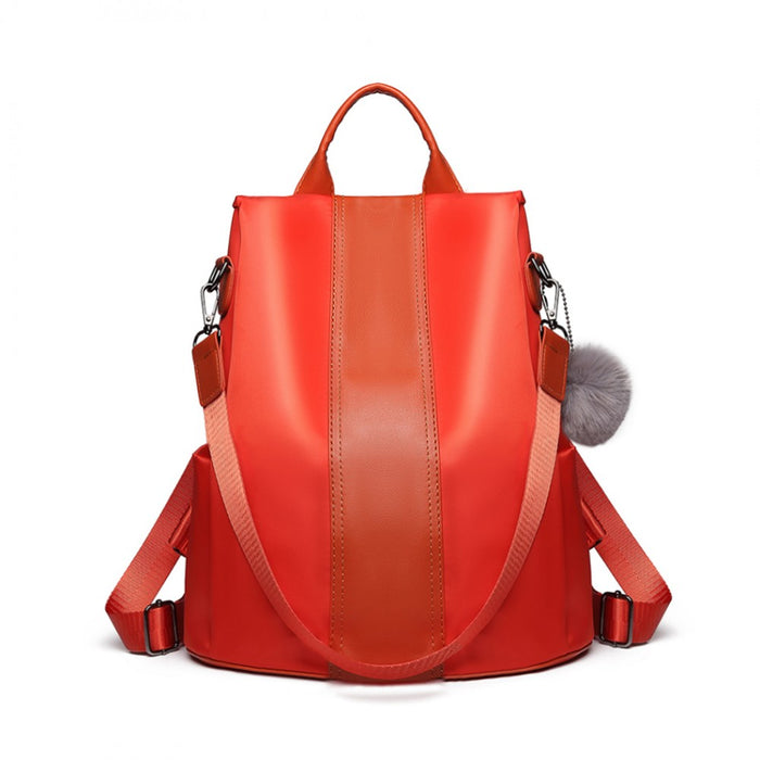 Two Way Backpack Shoulder Bag with Pom Pendant – Orange