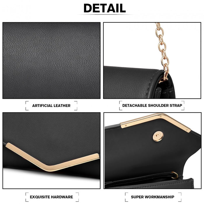 Vegan Envelope Clutch Bag – Black