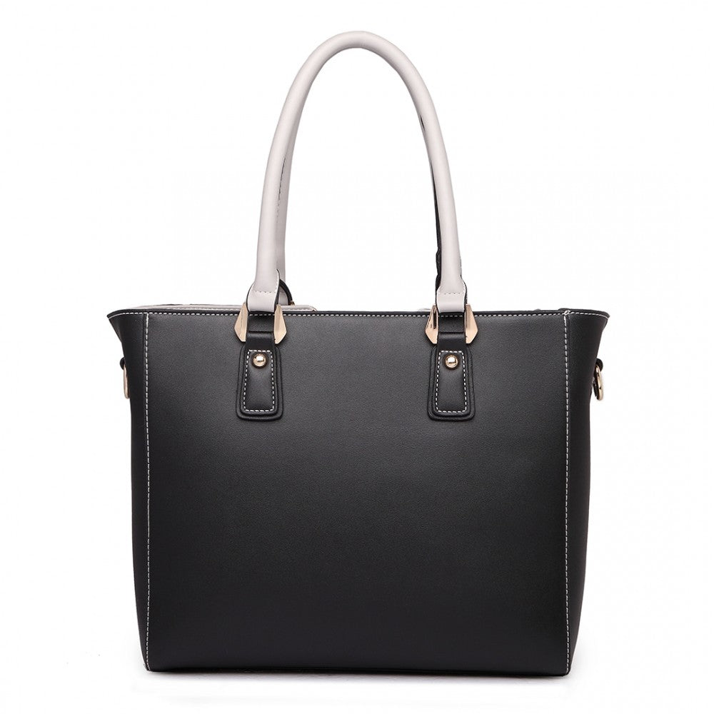PU Leather V-Shape Shoulder Handbag – Grey