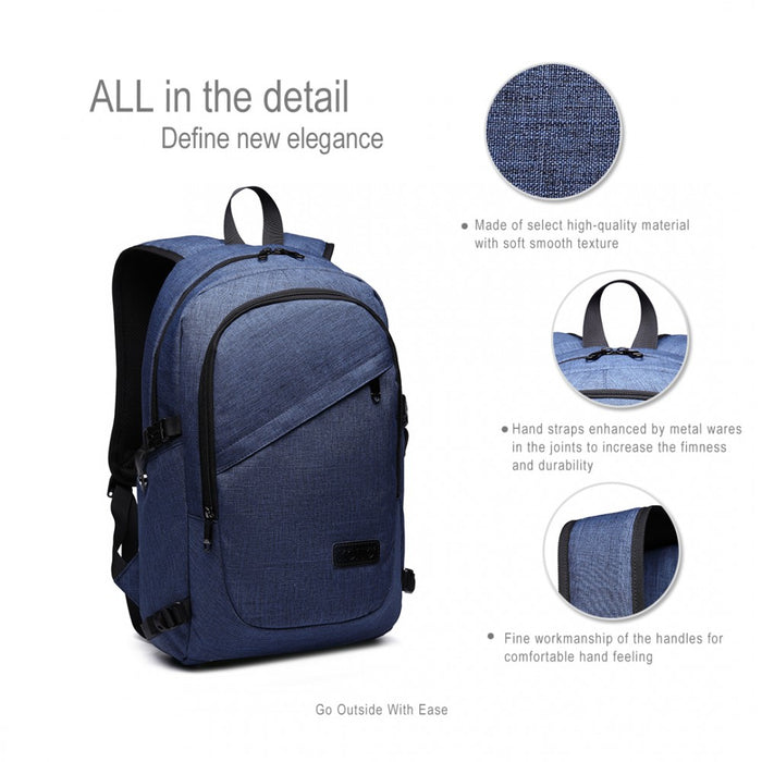Business Laptop Backpack with USB Charging Port – Navy Blue