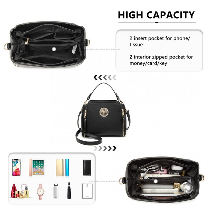 PU Leather Crossbody Bag – Black