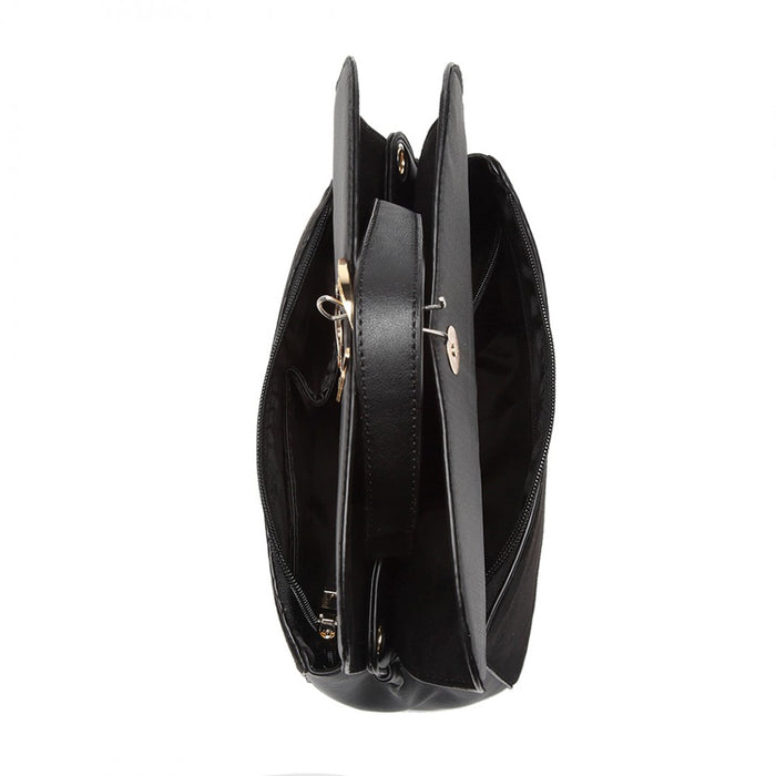 Women's PU Leather Handbag Shoulder Bag – Black