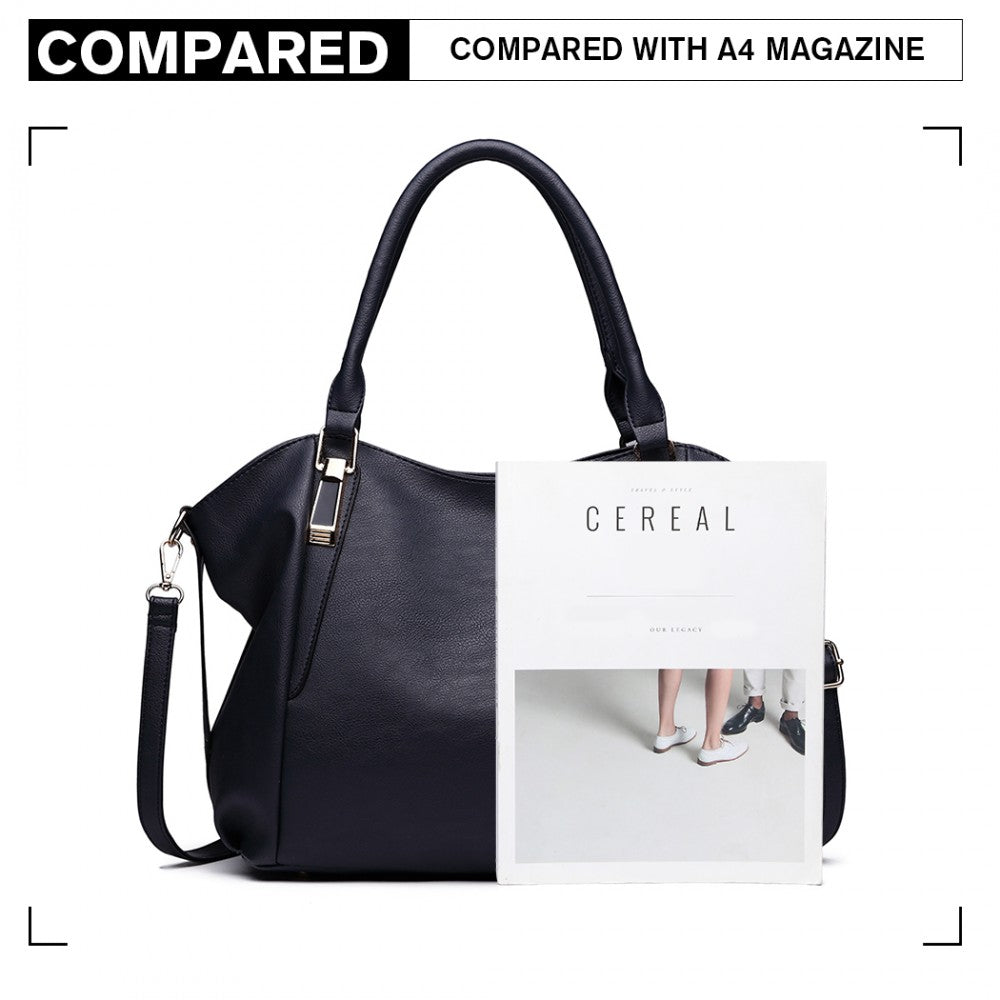Soft PU Leather Simple Shoulder Bag – Navy