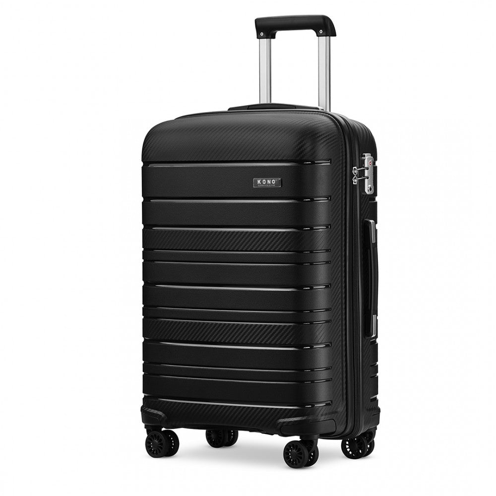 Multi-Texture PP Hard Shell Suitcase – 24-Inch – Classic Collection – Black