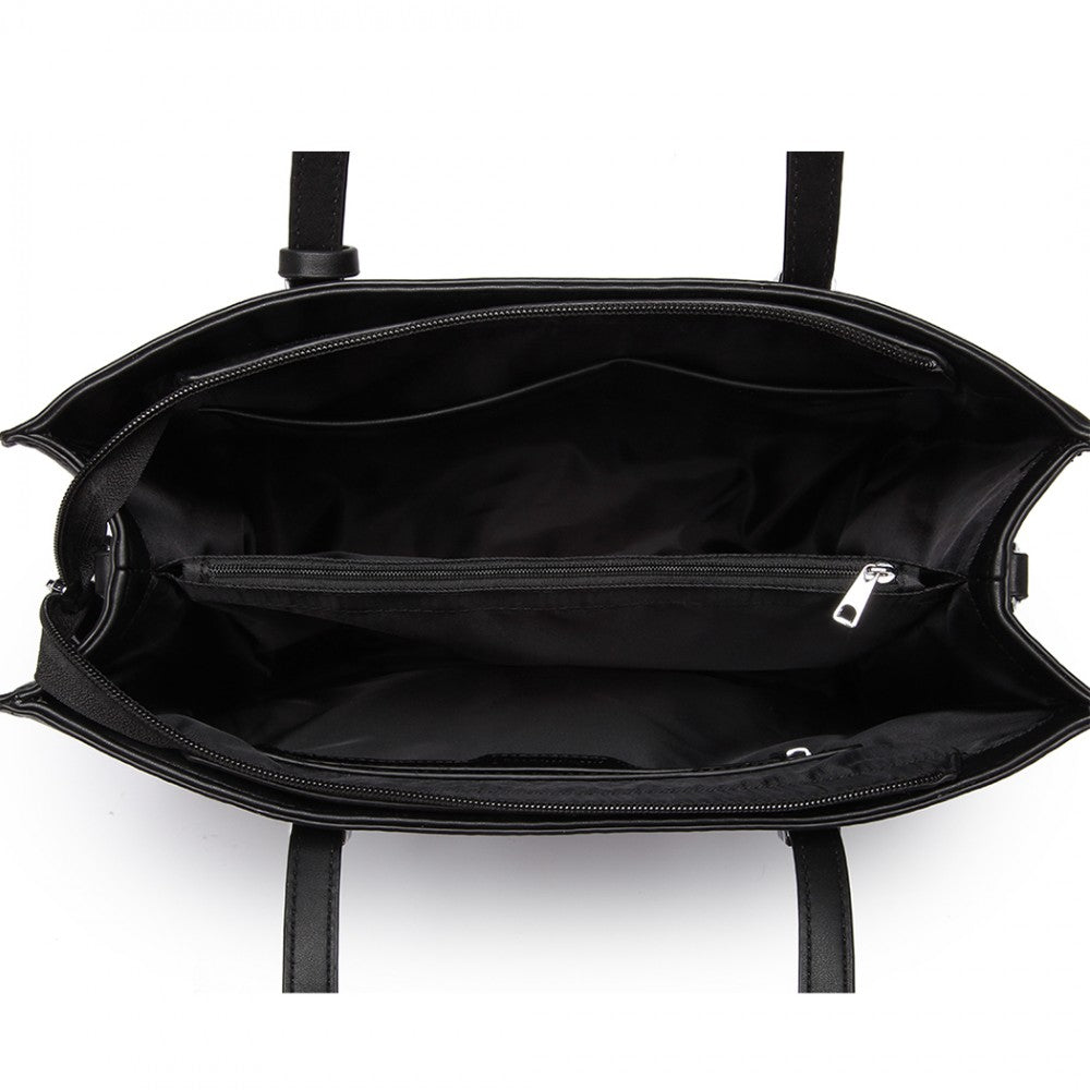 Glossy Detail Shoulder Bag – Black