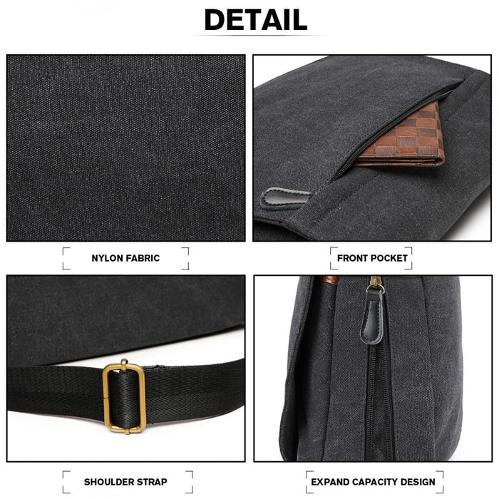 Classic Expanding Messenger Bag – Black