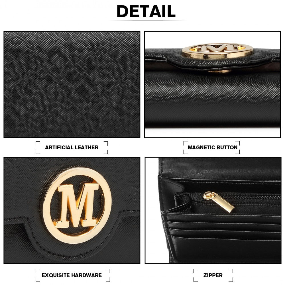 PU Leather Classic Long Purse – Black