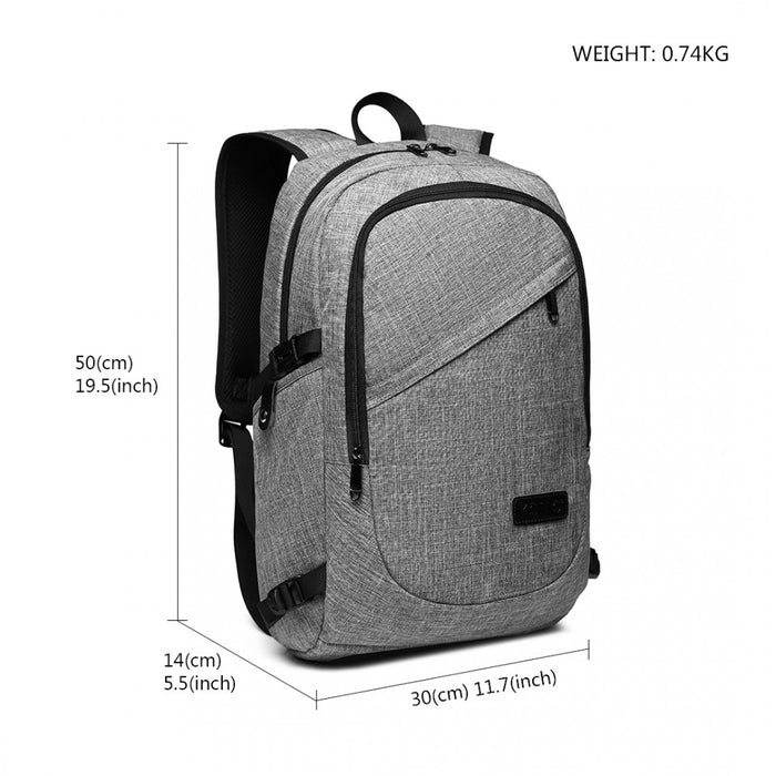 Business Laptop Backpack with USB Charging Port – Grey
