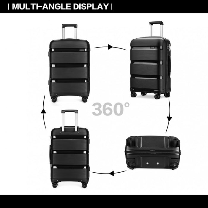 Bright PP Hard Shell Suitcase – 24-Inch – Classic Collection – Black