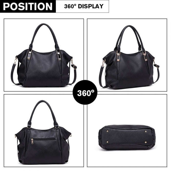Soft PU Leather Simple Shoulder Bag – Black