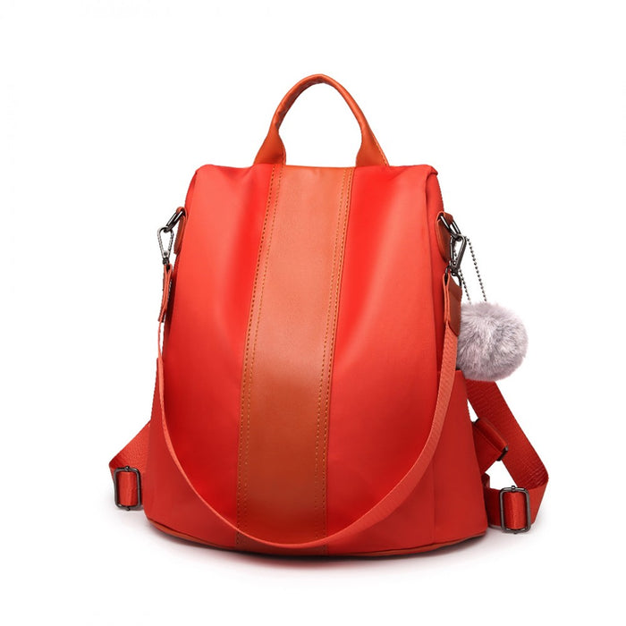 Two Way Backpack Shoulder Bag with Pom Pendant – Orange