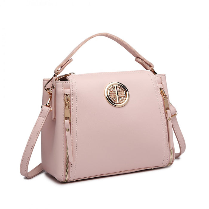 PU Leather Dual Zipped Handbag – Pink