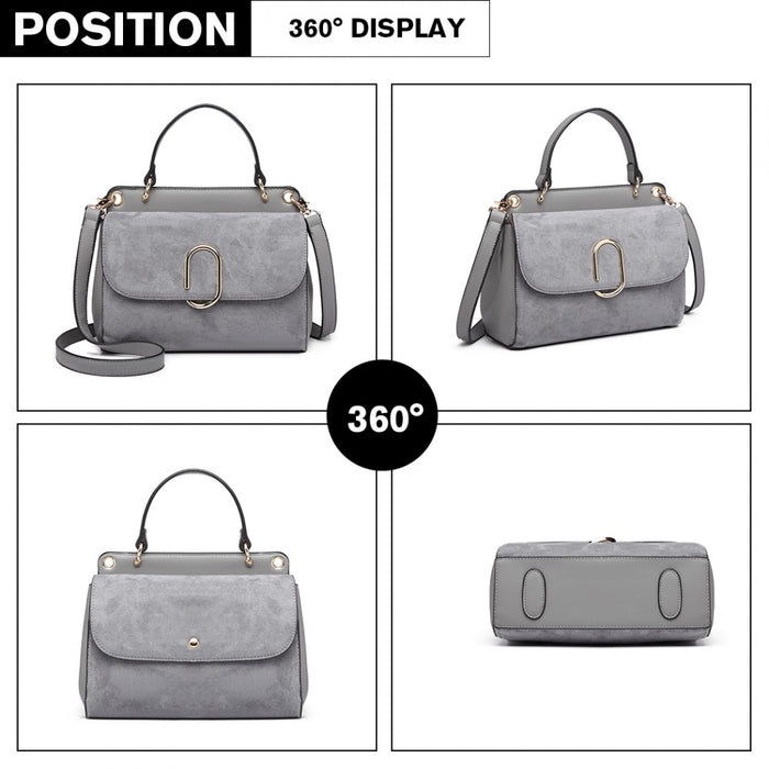 Women's PU Leather Handbag Shoulder Bag – Grey