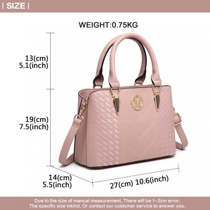 PU Leather Weave Effect Shoulder Bag – Pink