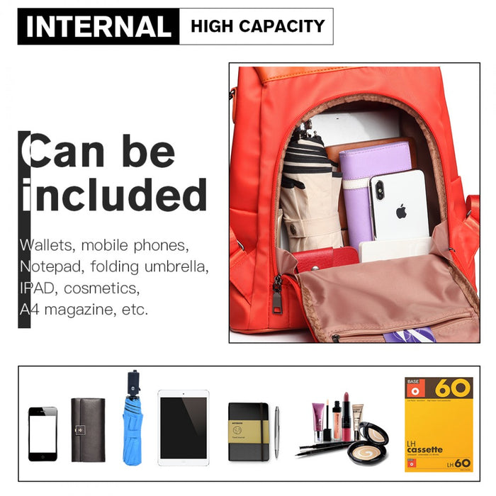 Two Way Backpack Shoulder Bag with Pom Pendant – Orange
