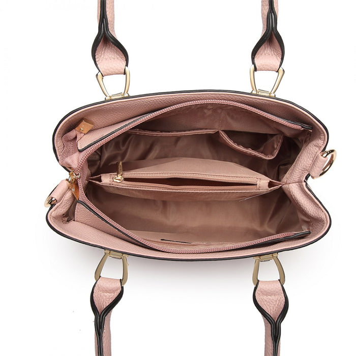PU Leather Weave Effect Shoulder Bag – Pink
