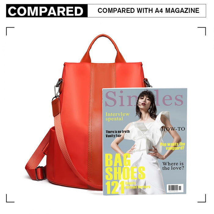 Two Way Backpack Shoulder Bag with Pom Pendant – Orange