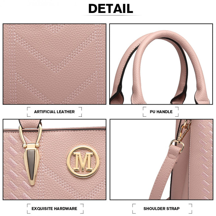 PU Leather Weave Effect Shoulder Bag – Pink