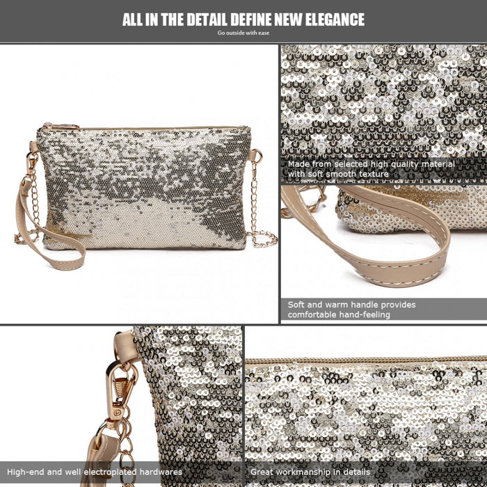 Sequins Clutch Evening Bag Light – Gold