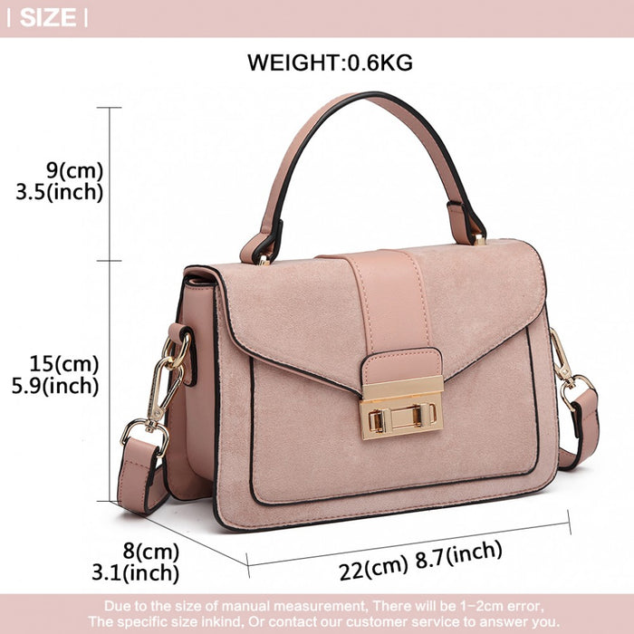 Matte PU Leather Midi Handbag Crossbody Bag – Pink