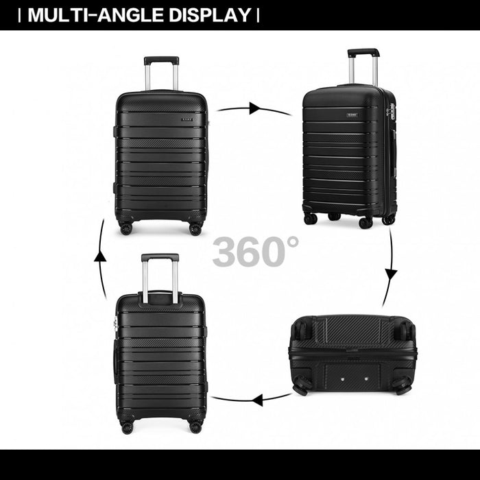 Multi-Texture PP Hard Shell Suitcase – 20-Inch – Classic Collection – Black
