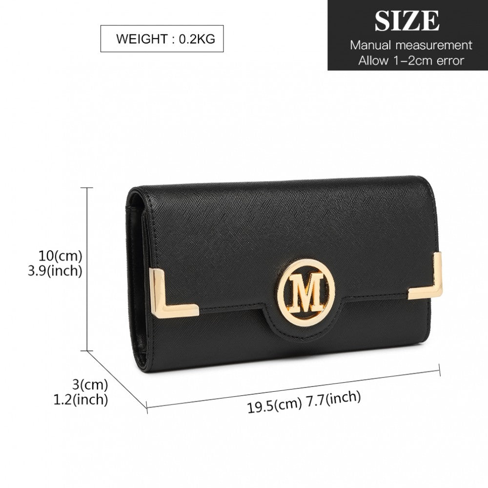 PU Leather Classic Long Purse – Black