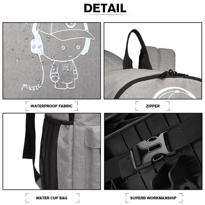 Glow-in-the-Dark Trolley Backpack – Grey