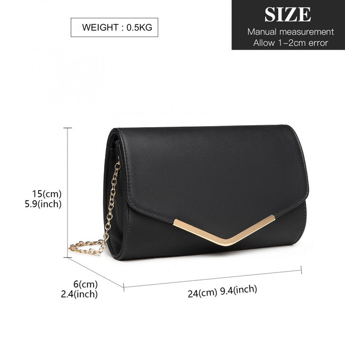 Vegan Envelope Clutch Bag – Black