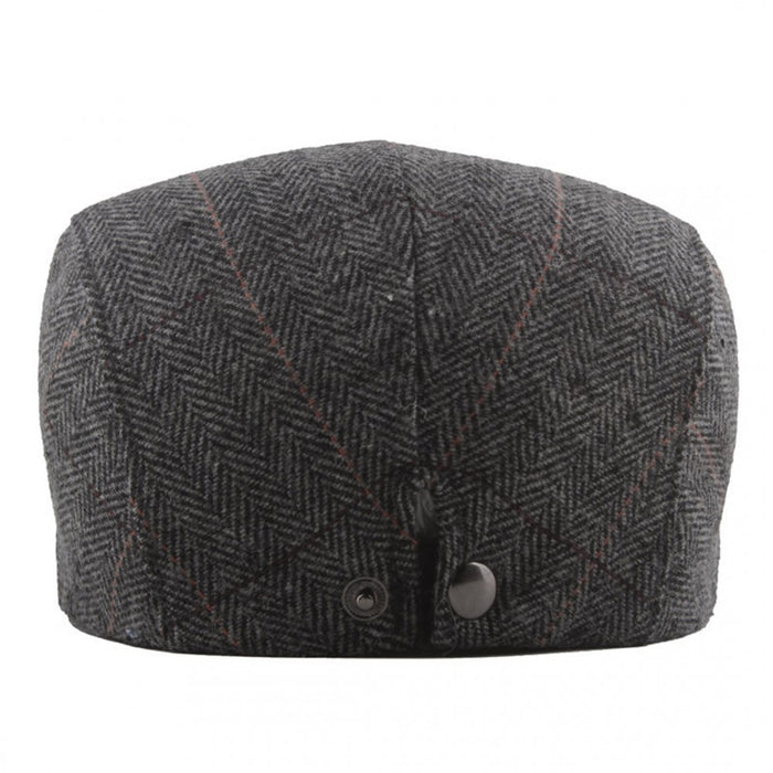 Cap-1 – Men's Newsboy Baker Boy Herringbone Flat Cap Hat – Grey